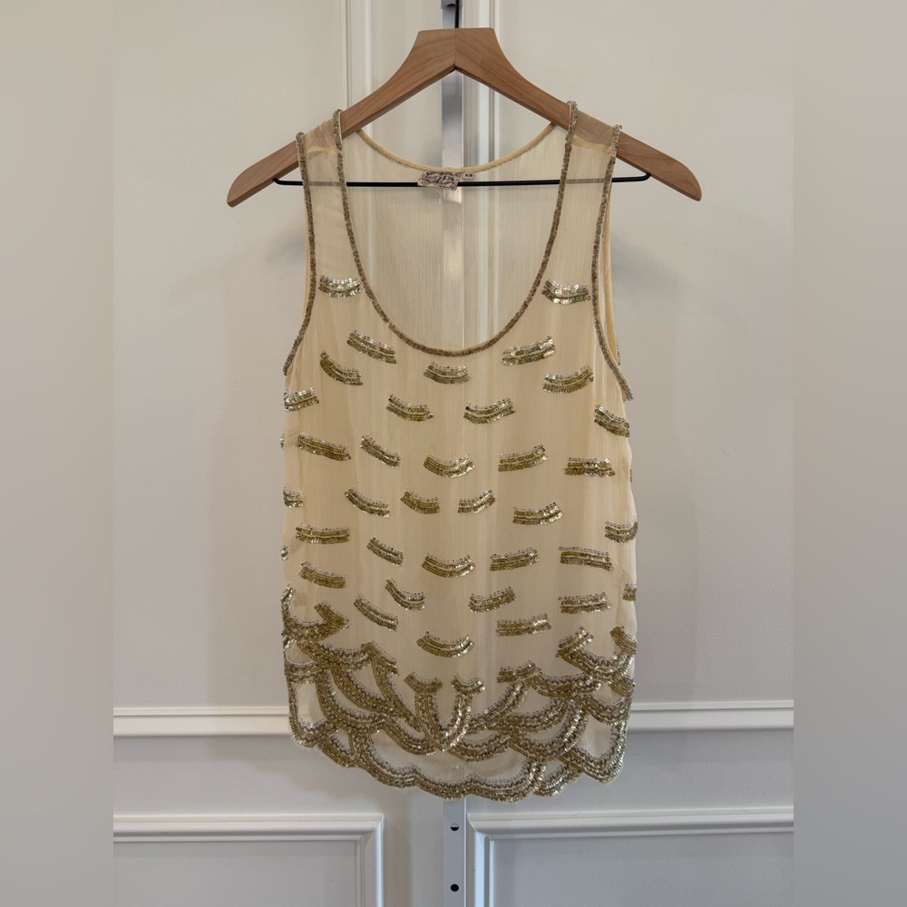 Lyla Vintage Gold Sequin and Beaded Embellished Top